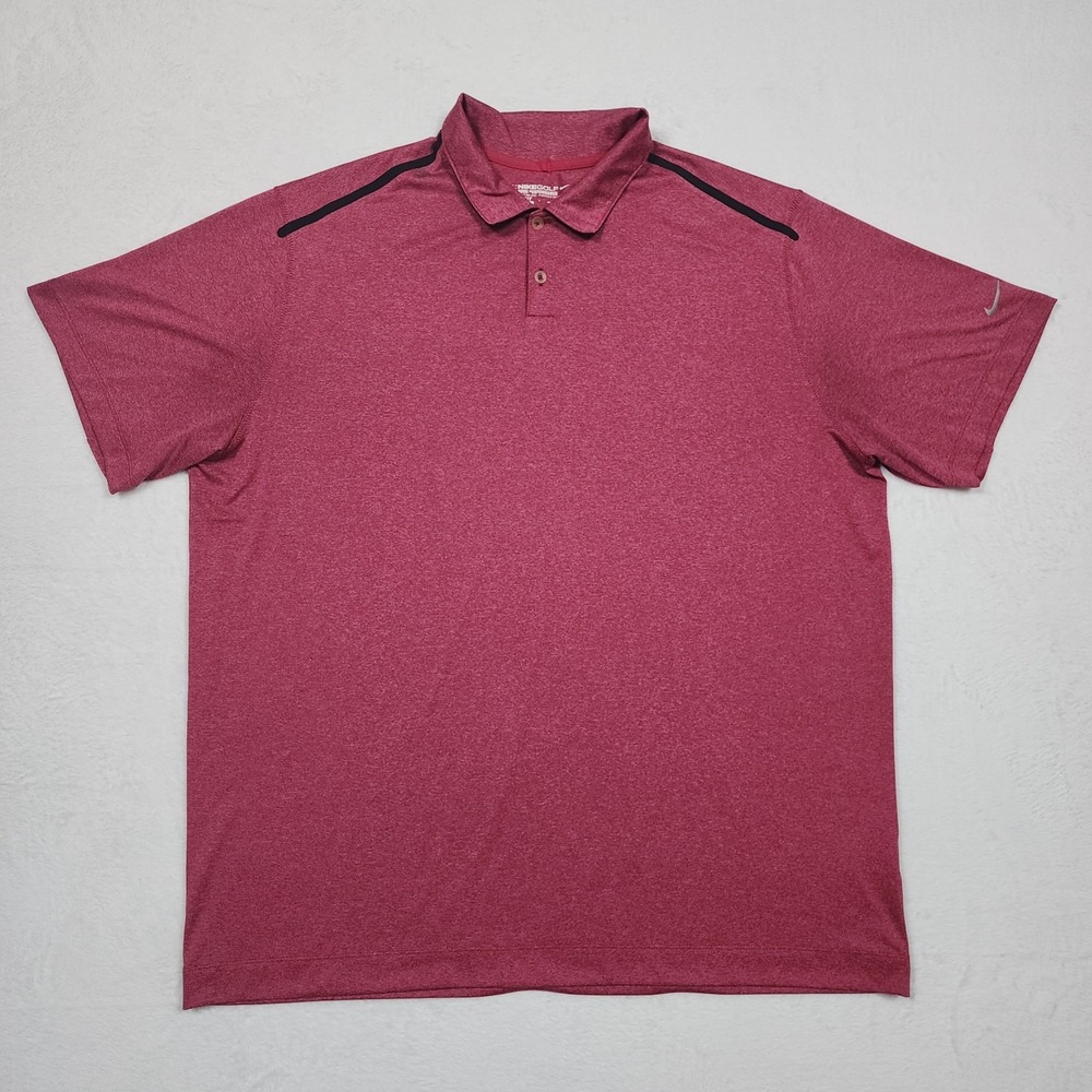 Nike Golf Polo Shirt Mens XXL Red Dri Fit Tour Performance Swoosh Logo